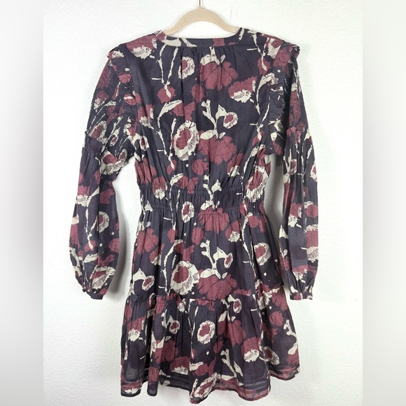 Cleobella Rainey Dress Floral Abstract Purple Pink Size Small Tiered Ruffles M - Picture 8 of 10